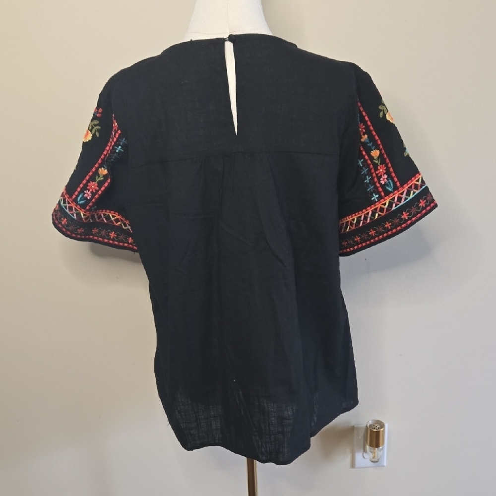 NWT Savanna Jane Embroidered Top Medium, 100% Cotton Boho Stitching Artisan - Picture 4 of 7